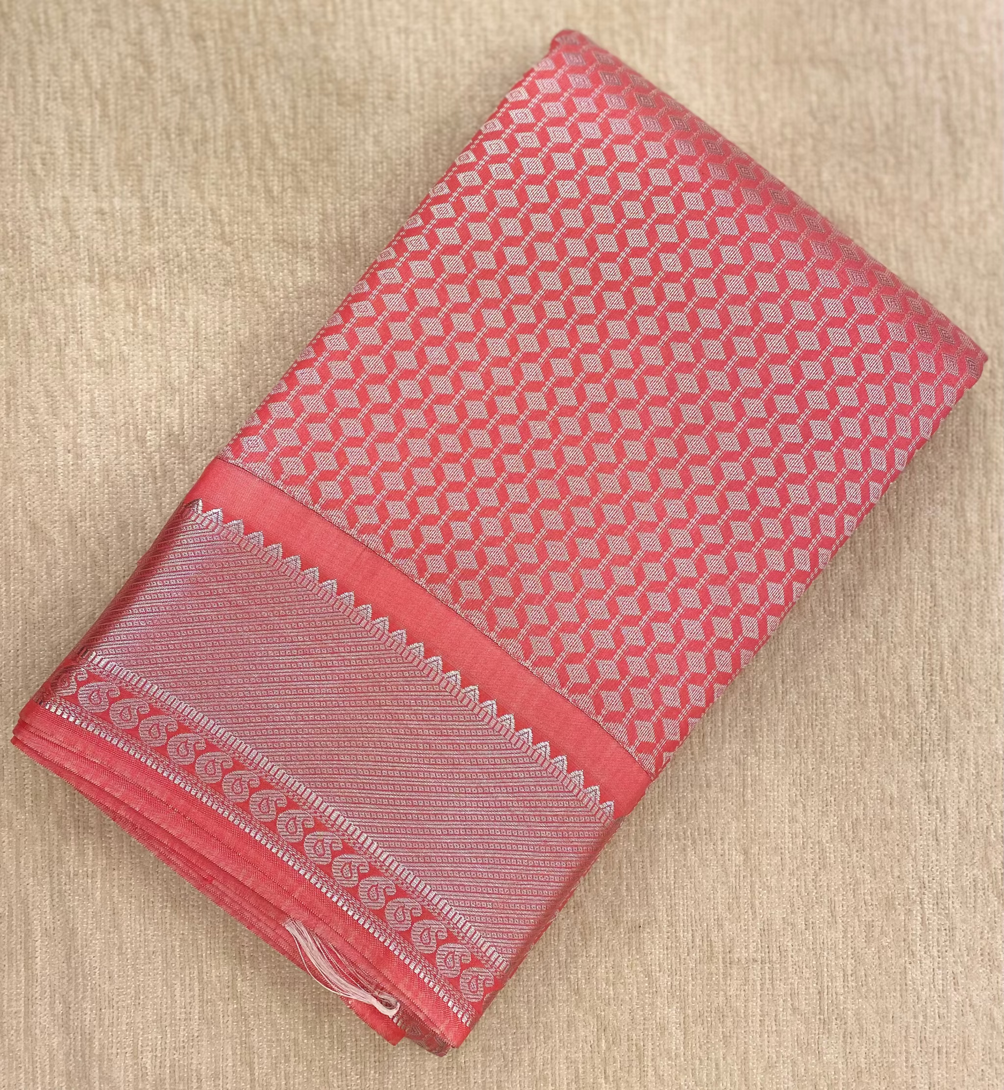 Kanchipuram Silk Saree with Silver Zari Border & Rich Pallu | Pastel Collection - Pink