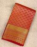 Kanchipuram Silk Saree with Silver Zari Border & Rich Pallu | Pastel Collection - Red