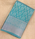 Kanchipuram Silk Saree with Silver Zari Border & Rich Pallu | Pastel Collection - Teal Blue