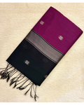 Maheshwari Cotton Saree Magenta and Black with Zari Butta and Border