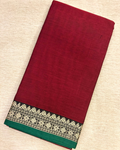 Narayanpet Cotton Saree – Maroon with Contrast Woven Border