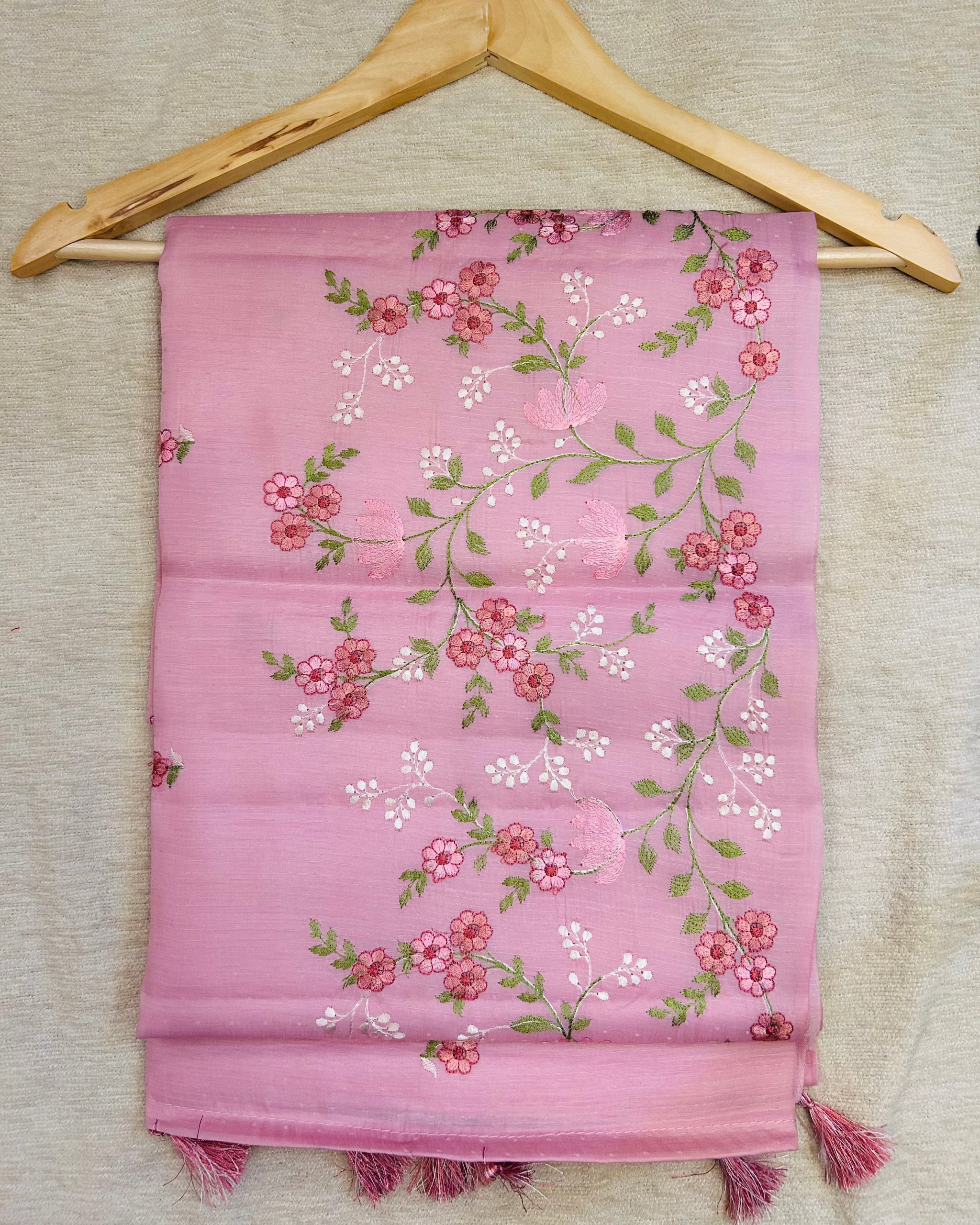 Organza Saree with Floral Embroidery
